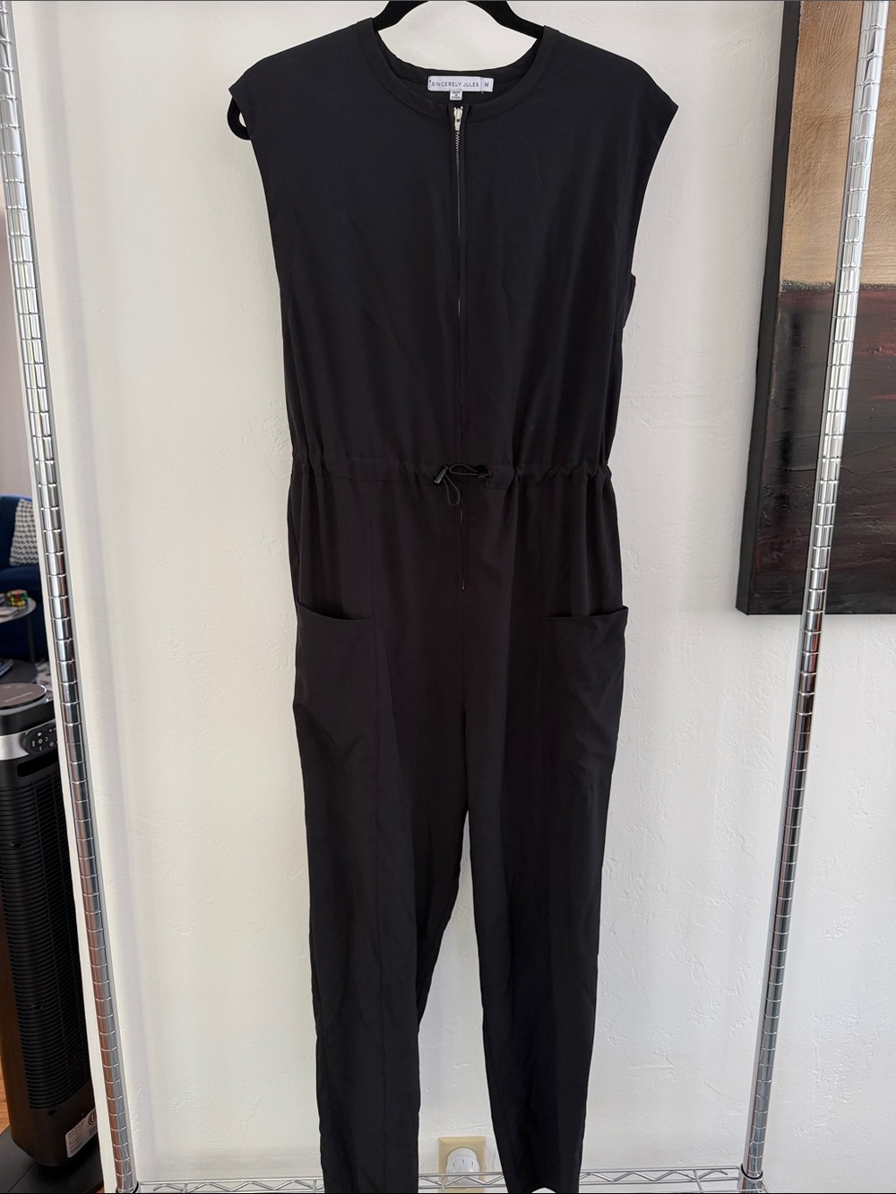Sincerely Jules Black Sleeveless Zip-Front Drawstring Jumpsuit